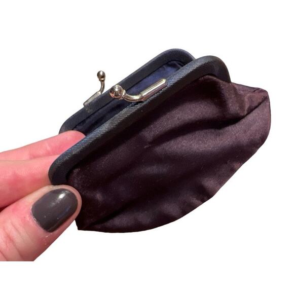 Vintage 50s Garay Clutch Purse Evening Bag Rhinestone Clasp Coin Purse Navy Blue - Picture 15 of 15